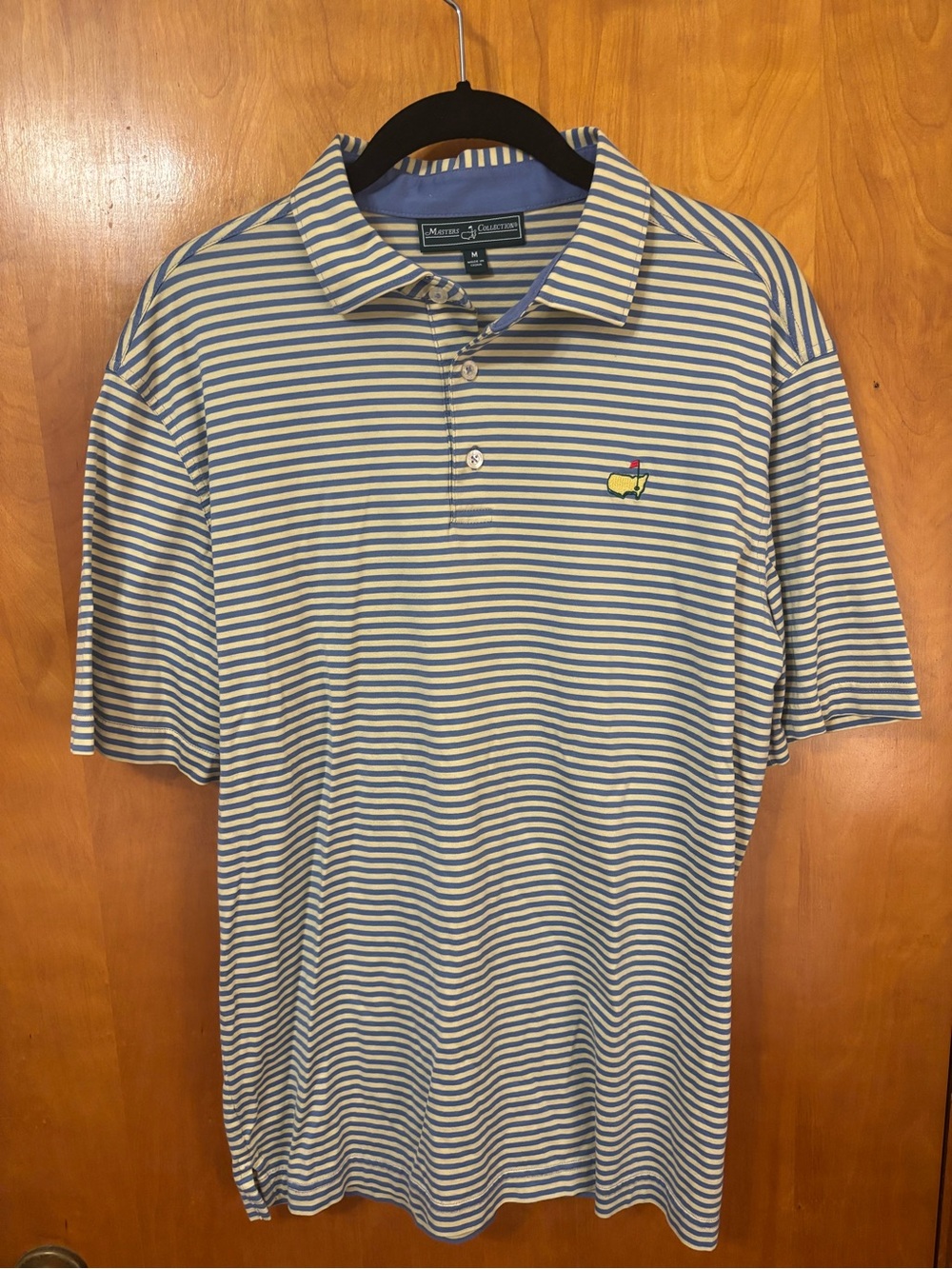 Masters Collection Polo – Men’s Medium – Blue & Light Yellow Stripe